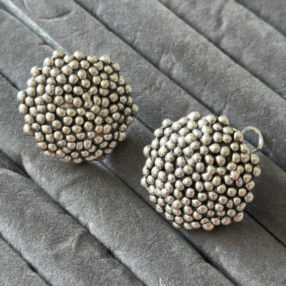 E&L Sterling Silver Bubble Round Popcorn Earrings Electroform Israel NEW - Picture 8 of 9